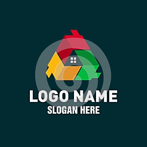 Real Estate Logo Design, Triple House Logo Design Template