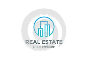 Real Estate Logo design vector Linear Building