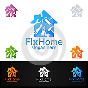 Real estate Logo, Fix Home Vector Logo Design suitable for architecture, handyman,bricolage,Diy,and for another application