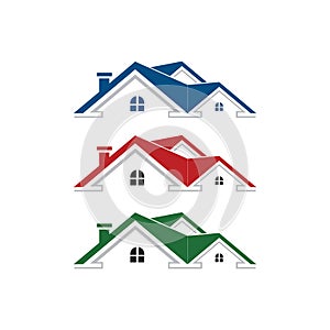 Real estate logo graphic house simple unique. blue red green color