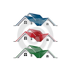 Real estate logo graphic house simple unique. blue red green color