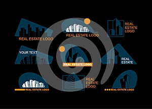 Real Estate Logo Set. Abstract creative building. Concept of the company brand