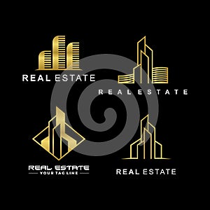 Real estate logo template collection set. Luxury style vector illustration.