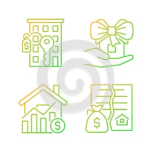 Real estate market gradient linear vector icons set