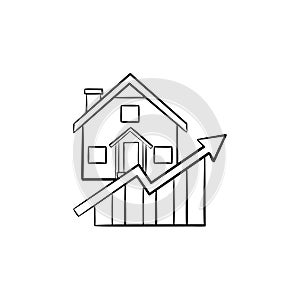 Real estate market growth hand drawn outline doodle icon.