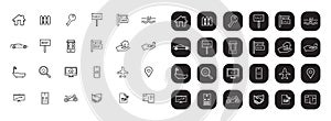 Real Estate minimal thin line web icon set. Black and white