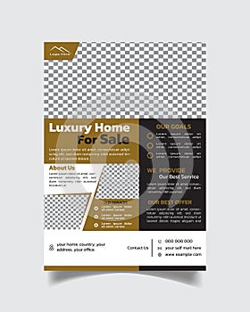 Real estate modern property flyer design template luxury home sale leaflet vector file A4 size