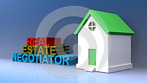 Real estate negotiator on blue