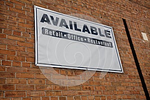 Real estate office space AVAILABLE sign