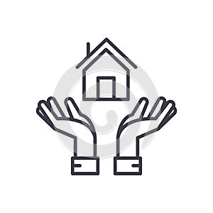 Real estate operations black icon concept. Real estate operations flat vector symbol, sign, illustration.