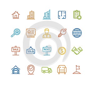Real Estate Outline Icon Set. Vector