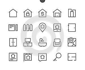 Real Estate Outlined Pixel Perfect Well-crafted Vector Thin Line Icons 48x48 Ready for 24x24 Grid for Web Graphics and
