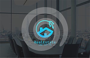 Real estate plus connectivity symbol-logo template