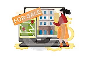 Real estate property marketing Illustration concept. Flat illustration isolated on white background