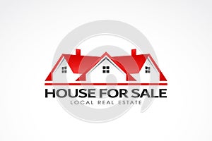 Real Estate Red Houses Logo. Vector illustration