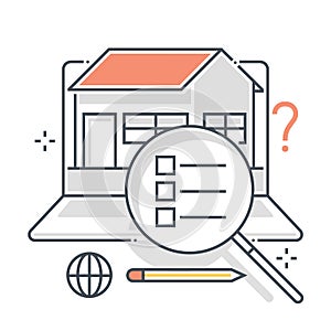 Real estate related color line vector icon, illustration