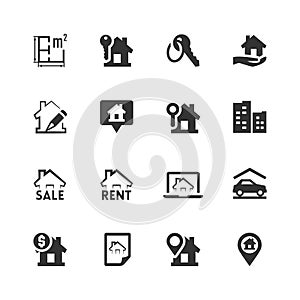 Real estate related icons set