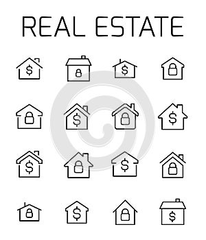 Real estate related vector icon set.