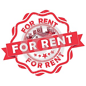 Real Estate - For Rent- rubber grunge stamp