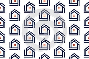 Real Estate Seamless Pattern Design. Vector Pattern Template. Repeating geometric pattern illustration of a modern and trendy hous