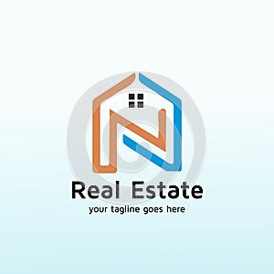 Real Estate services sector logo design letter N