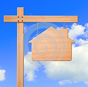 Real estate sign sky background.