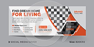 Real estate social media cover template design, home apartment social media cover