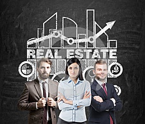 Real estate team, blackboard