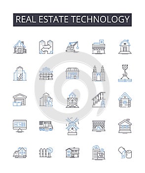 Real Estate Technology line icons collection. Discovery, Expedition, Uncharted, Piering, Excursion, Reconnaissance