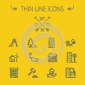 Real Estate thin line icon set