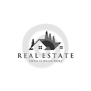 Real estate with trees logo