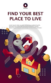 Real estate vector illustration concept. Poster or banner template