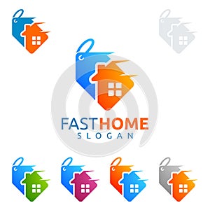 Real estate vector logo design, fast sale home logo