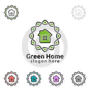 Real estate vector logo design,green home illustration