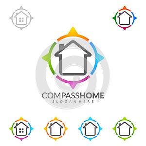 Compass Home, Real estate vector logo Design with Unique Home