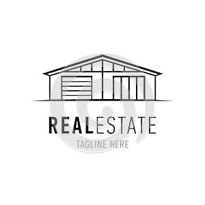 Real estate vector logo design template. House abstract concept thin line icon. Home building logotype isolated.