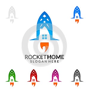 Rocket Home, Real estate vector logo Design with Unique Home