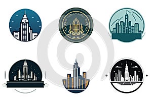Real Estate Vector Logo Set: Skyscrapers and Buildings for Property Branding