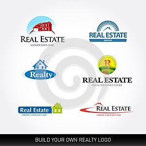 Real estate vector logotypes set. Real Estate logo design template. Realty logos. photo
