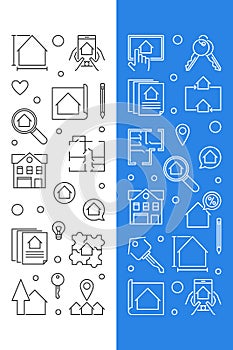 Real Estate vector set of 2 banners in thin line style