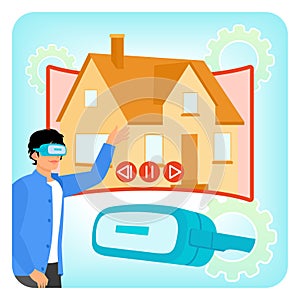 Real Estate Virtual Tour. Person Using VR Technology for Property Visualization in Virtual Reality