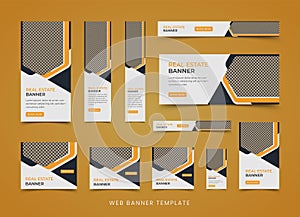 Real estate web banner template set and horizontal and vertical google web banner design or social media cover ads banner