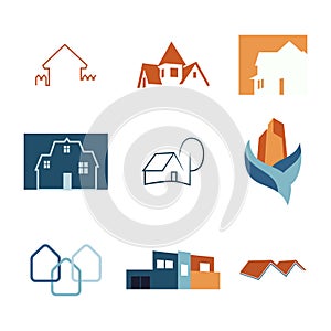 Real Estate web icons set. House logos. Construction logo. Vector.