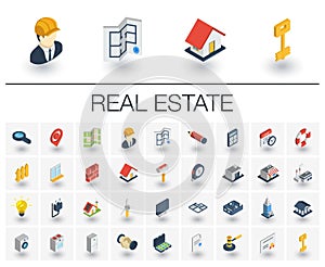 Real Estste and Rent Apartment isometric icons. 3d vector