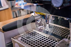 Expresso coffee machine close up