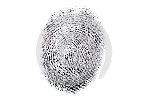 Real fingerprint on white background. Dactylogram, biometric and personal identification concept. Macro