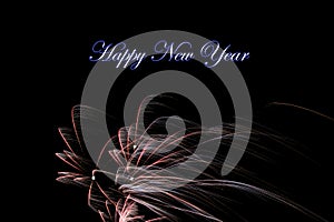 Real fireworks photography and abstract colorful fireworks background with Happy New Year