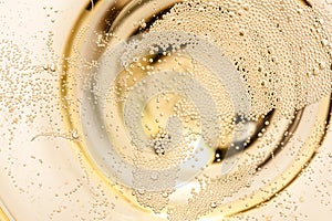 Macro of champagne in a glass