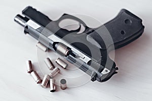 Real hand gun pistole 9mm isolated
