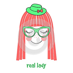 Real lady hat and glasses poster